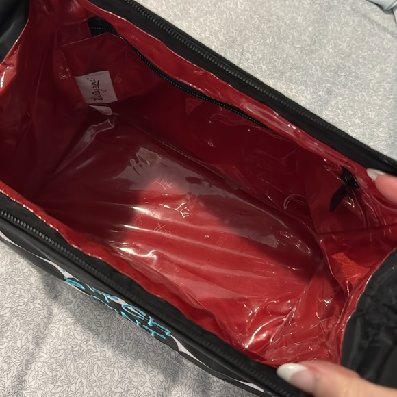 Large Black White Polka Dot Zipper Makeup Bag - Picture 6 of 9